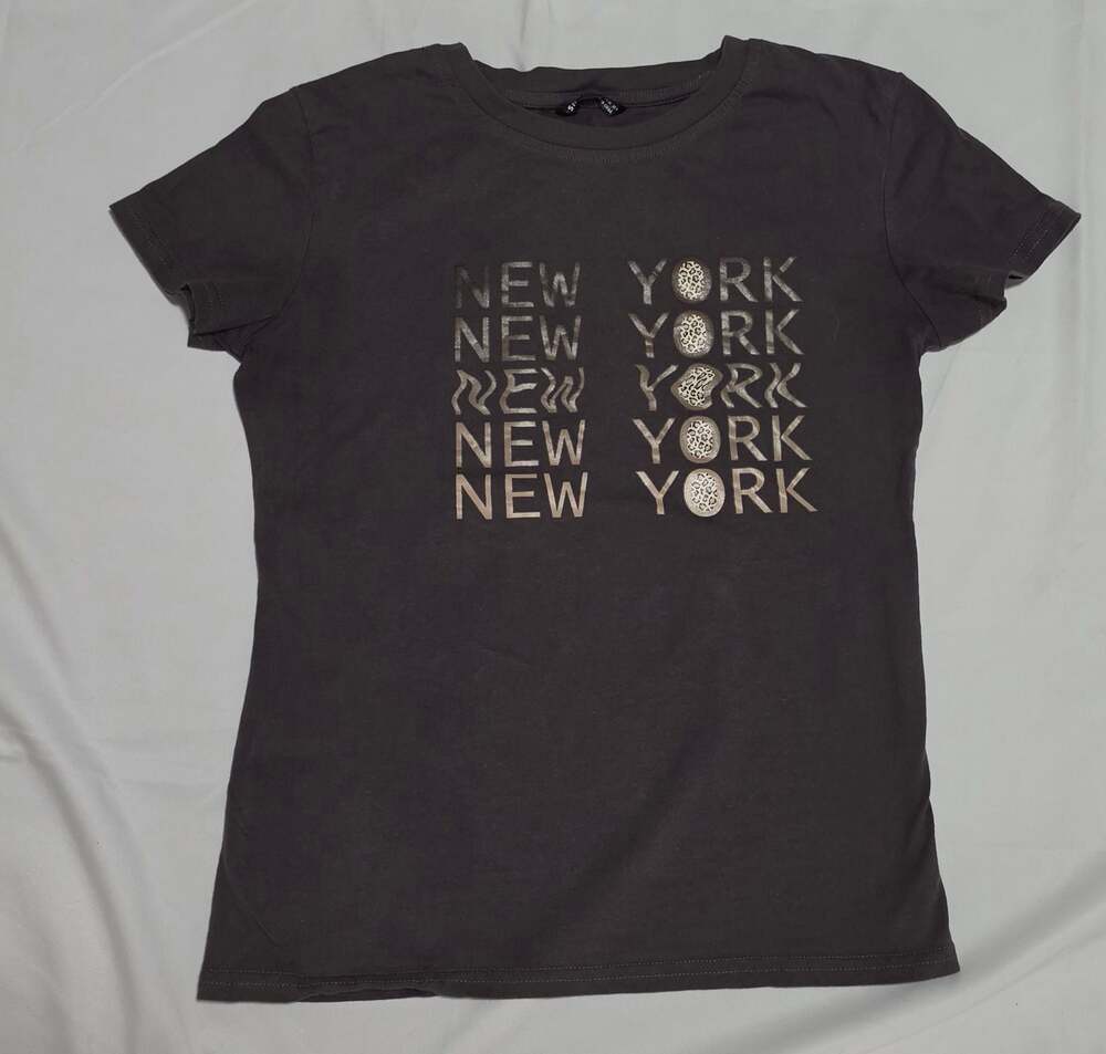 SHEIN Women's Short Sleeve Graphic T-Shirt New York Leopard Print Medium